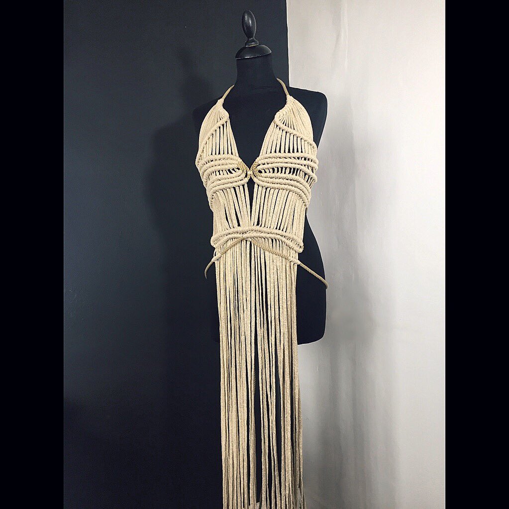 So I named her AZIZA made from #recycled cotton &amp; #hemp rope woven together by hand using the #macrame technique | #newcollection #jewelry