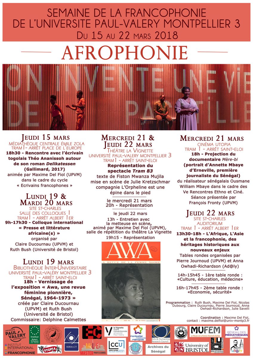 Semaine de la #Francophonie du 15 au 22 mars à #Montpellier ! Après l'Asie l'année dernière, cette semaine est consacrée à l'Afrique subsaharienne. A la croisée des langues et des cultures 🤗
