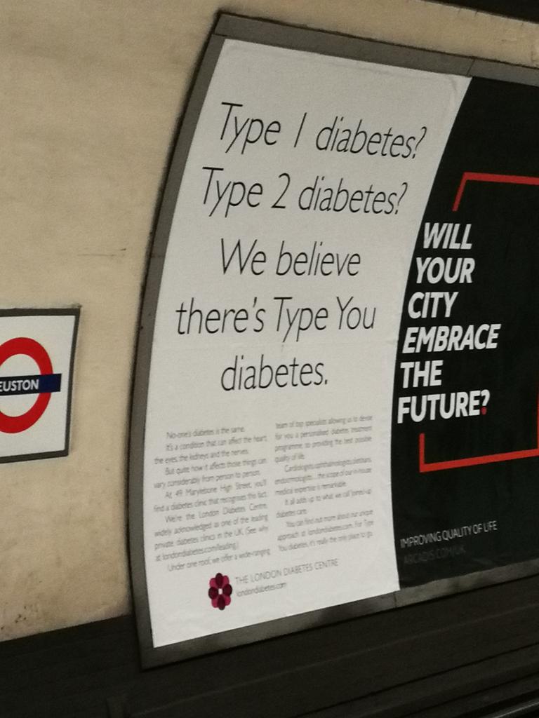 DigestInn's tweet photo. Diabetes awareness posters in Londons tube. Interesting PR perspective! #DigitalHealthUK #diabetes #healthgaming https://t.co/2vmsHaFNkj
