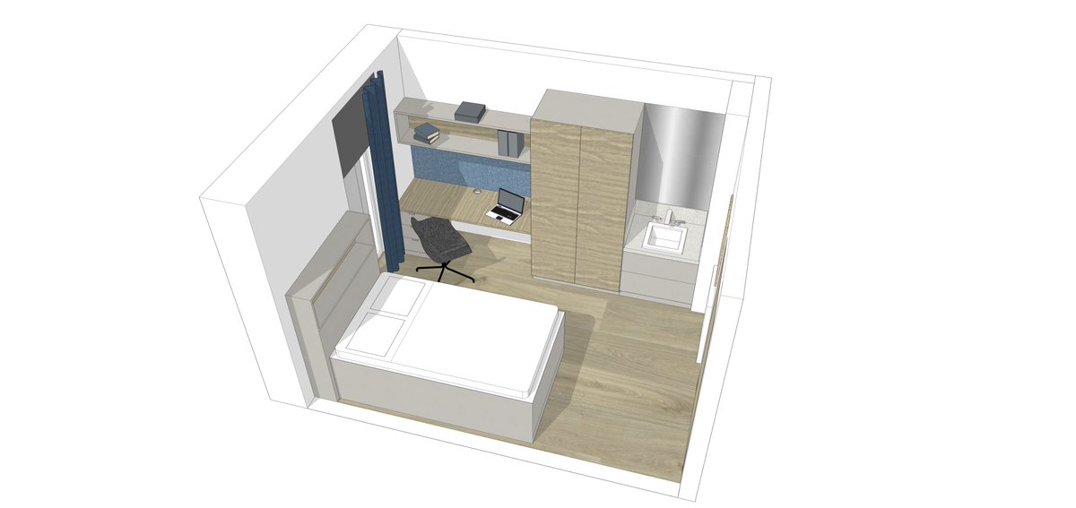 StudentAccommSv's tweet photo. I am very excited to be sharing with you two artist impressions from Whitehorn Hall opening September 2018, the first is an ensuite room and the second a standard room, more information on Whitehorn Hall can be found at the following web page; https://t.co/K555zXGnim  #SneakPeek https://t.co/pxWU3NHkie