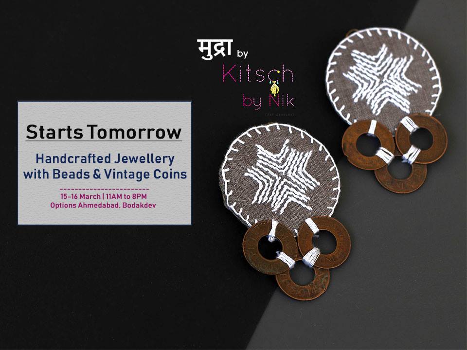 CityShor's tweet photo. Preview of Mudra by Kitsch by Nik starts tomorrow!
https://t.co/UhCDji0g9C
#Fashion #Accessories #Jewellery #HandcraftedJewellery #handembroidered #handstitched #मुद्रा #KitschbyNik #मुद्राbyKitschbyNik #OptionsAhmedabad #CityShorAhmedabad https://t.co/vfSL5d016j