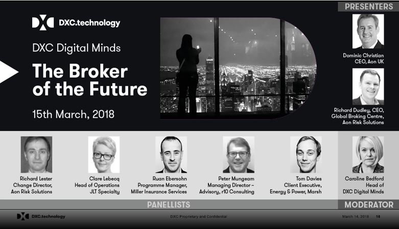 bedfordcj's tweet photo. What a schedule! So excited about #DXCDigitalMinds at @Aon_plc 
"The #Broker of the Future"  - 60 delegates discussing how #tech &amp; #culture impacts #LondonMarket change, with some of the most experienced in the industry. 
#Insurtech #Insurance #Diversity #IoT #London https://t.co/6BcQz7xyPi