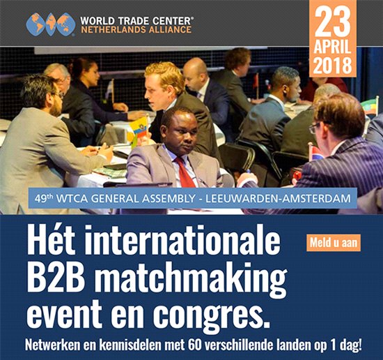75 Bedrijven uit 60 verschillende landen komen bijeen om met u kennis te maken. Specialisten delen hun ervaringen tijdens interactieve workshops, de keynote spreker is Hans de Boer, voorzitter VNO-NCW. 
internationaltradeday.nl