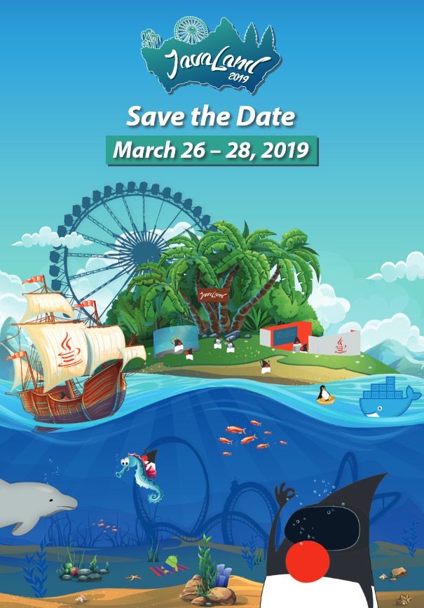 Save the date! JavaLand 2019 will take place from March 26 to 28, 2019. To stay informed about Call for Papers or ticket sale, sign up for the newsletter: javaland.eu/go/javaland_re… #JavaLand