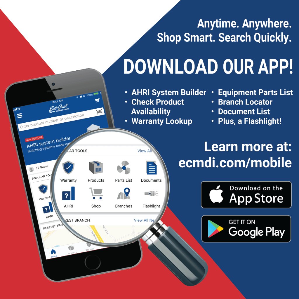 Have you downloaded the East Coast Metal Distributors App yet? Download it on iTunes or Google Play Store.