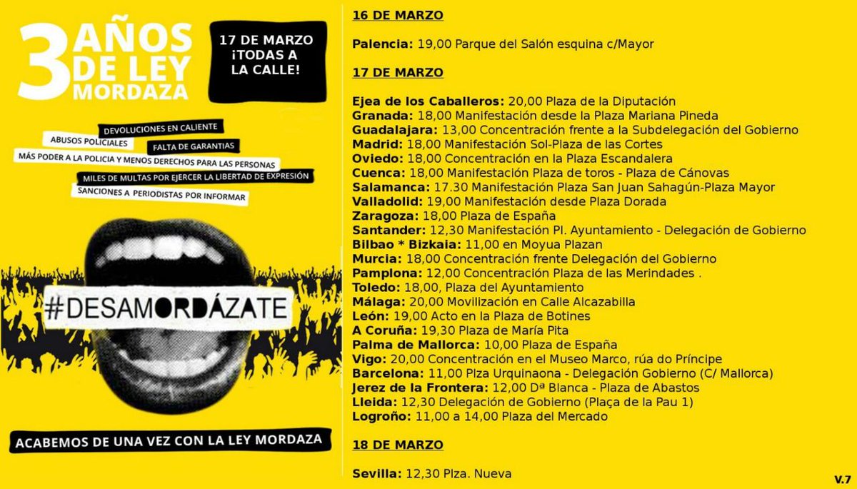 NHTQPMalaga's tweet photo. ¡El 17 marzo nos unimos contra la represión y la Ley Mordaza!

Únete, difunde, defiende los derechos y libertades.

Ya es hora! #QuemaTusMordazas

#17M #DevoluciónCaliente #FronteraSur https://t.co/5iFETaDpxK