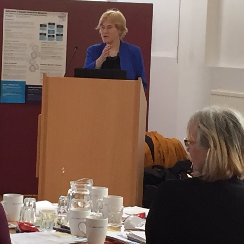 Dementia_UoB's tweet photo. Hearing @MurnaD tell us that only research done in collaboration with people with #dementia and their families has a chance of making a difference https://t.co/6u5P48eKTP