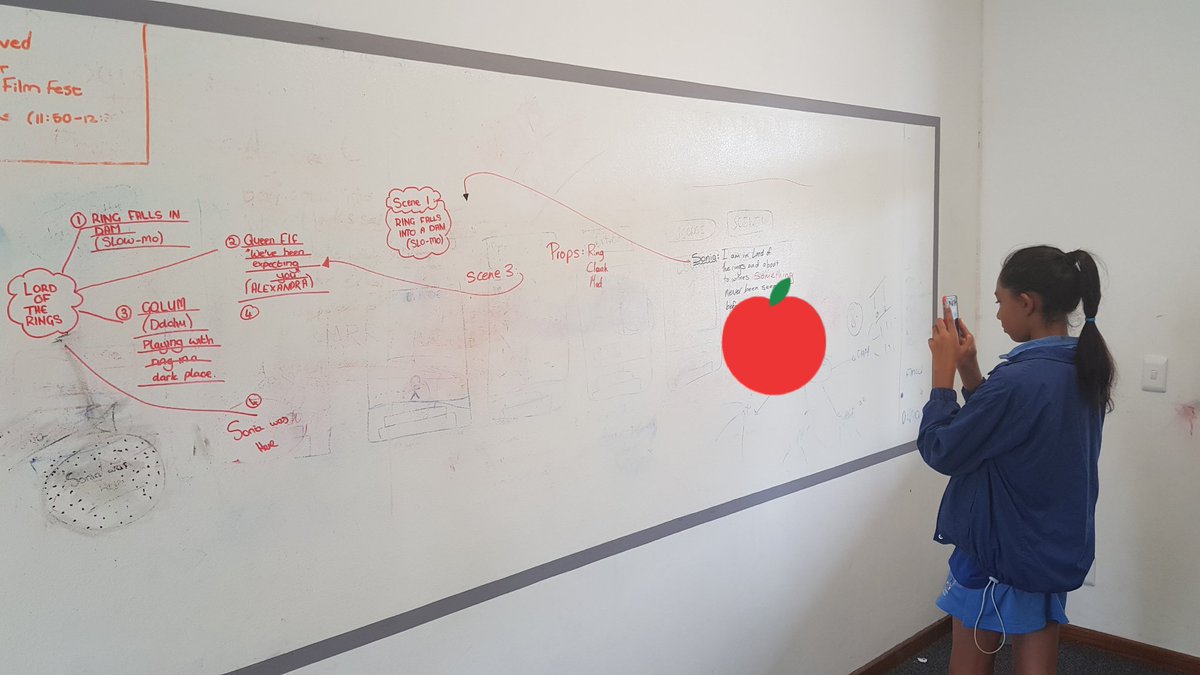 EdtechAnt's tweet photo. Another grade 7 group utilising the #writablesurfaces and #GreenScreen for planning and recording their book adverts! @ParklandsTweet #books #edtech https://t.co/1b6zKQJLGe
