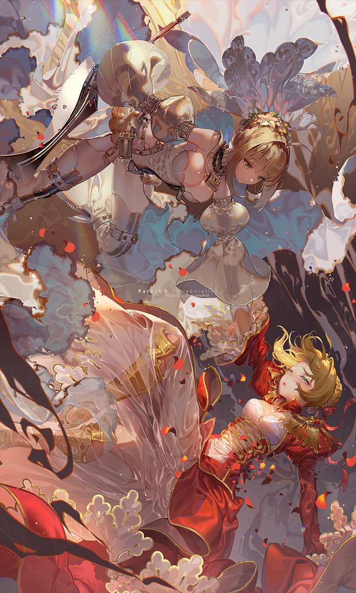 セイバー・ブライド ,ネロ・クラウディウス(Fate) ,赤セイバー 「ネロ・クラウディウスxネロ・ブライド ❤  #FateGO #FGO 」|Orangesekaiiのイラスト
