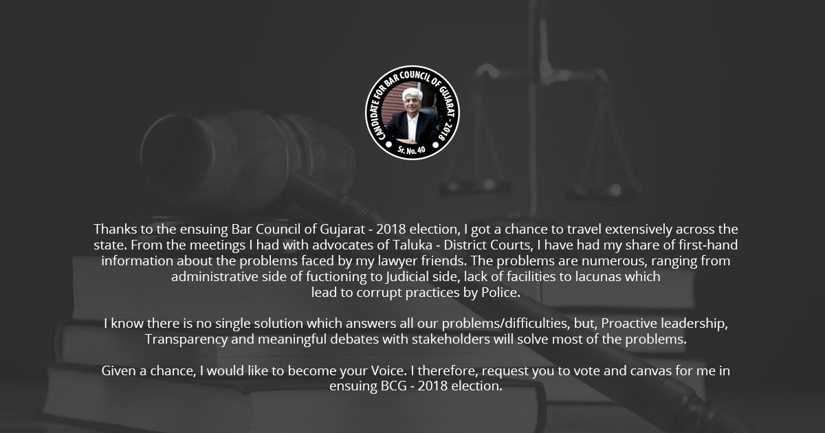 AsimPandya's tweet photo. Cast your First Preference Vote in favor of Change, Betterment and Transparency. Vote For Sr. No:40. Vote For Asim Pandya.

#BarCouncilOfGujarat #BCGElections2018 #Legal #Vote #AsimPandya #Gujarat #Election #Law #Court https://t.co/HgkJs42gnn
