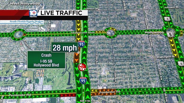 Crash on I-95 SB at Hollywood Blvd #traffic https://t.co/iLIpOlv4oU
