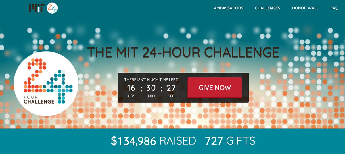 If 6,283 @MIT alumni and friends (2*π*1000) give on #PiDay, an anonymous challenger will give $314159 ($π*100,000). It's too geeky to let the opportunity pass by. As of 7:27am, it's 727 donations, let's make it 2kπ! I just donated, you? #MIT24 mitcrowd.scalefunder.com/gday/giving-da… 🥧👨‍🎓🏛️