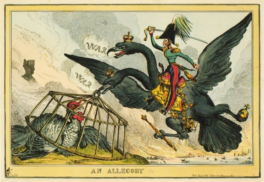 Карикатура 19 века. Русско-турецкая война. Кошмарный русский царь готов зарубить беззащитную индюшку. А вы говорите сейчас на ВВС пропаганда. Да она всегда была. Как и особое отношение Англии к России. Нечего удивляться Скрипалю, провокации и прочим безобразиям.