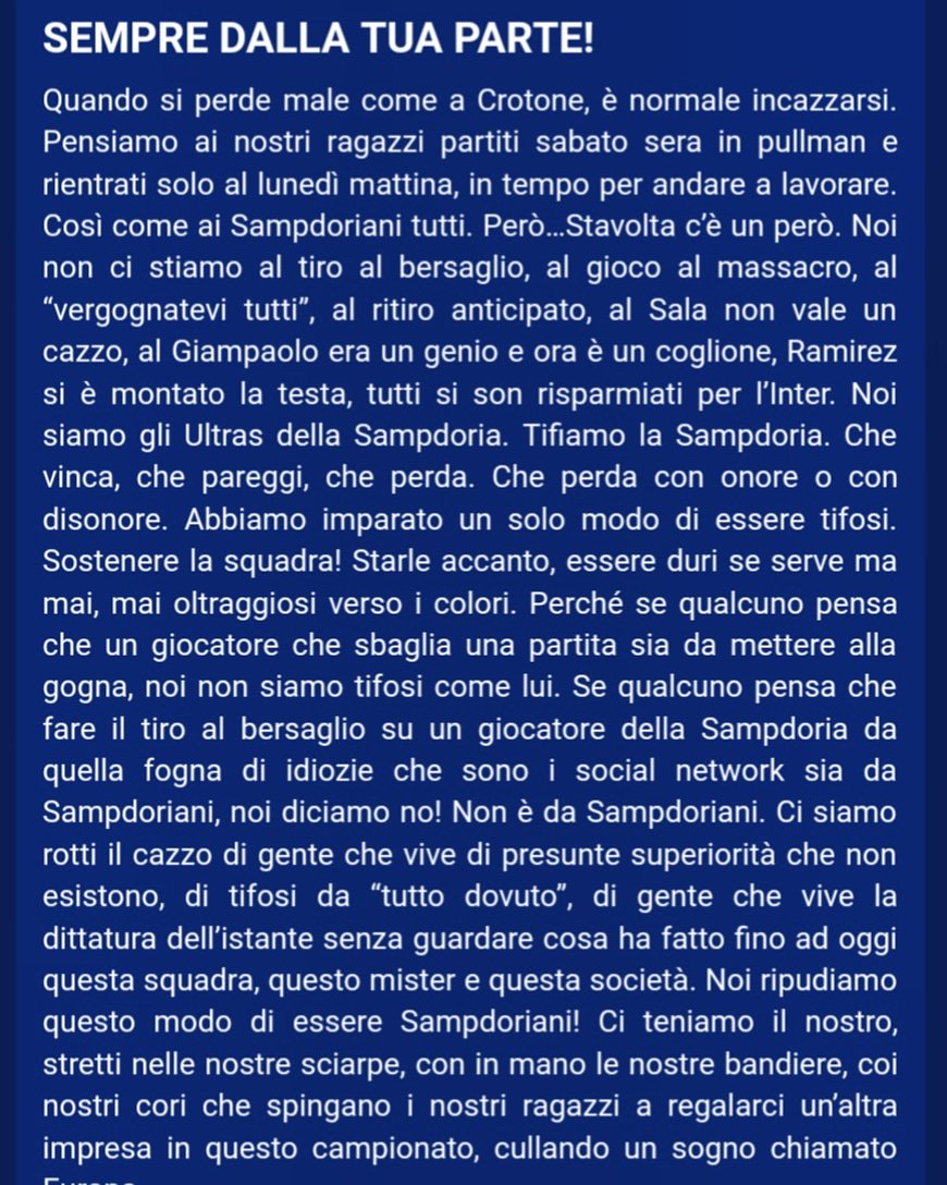 Blucerchiando's tweet photo. Amen! SOSTENIAMO LA SAMPDORIA!

RT e fai girare! https://t.co/B1aJpMyfUC