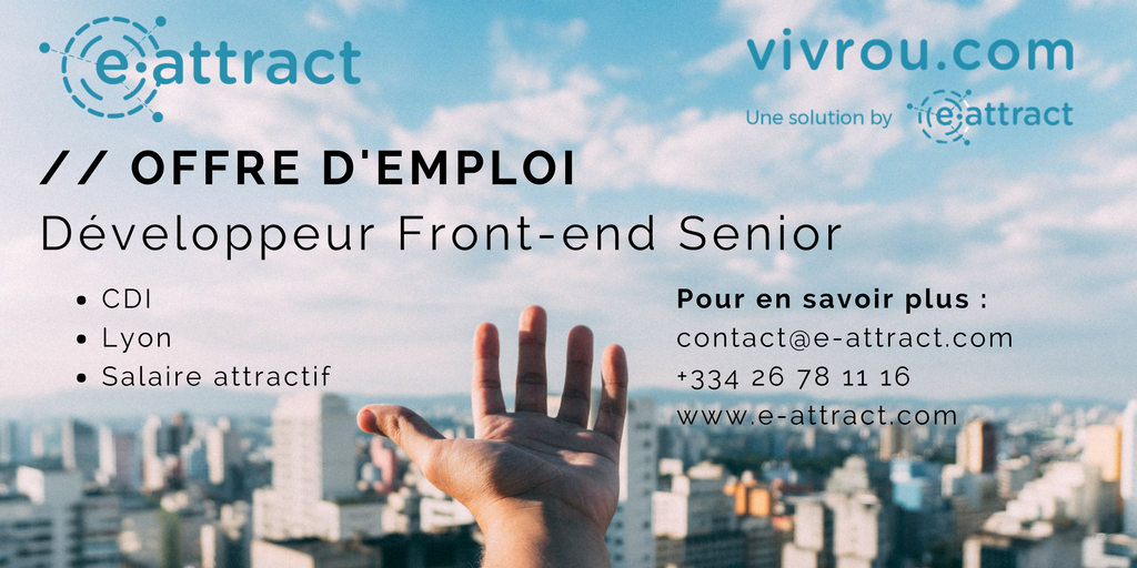 e_attract's tweet photo. e-attract recherche de nouveaux talents : 
Vous êtes Développeur(se) Front -End Senior
Venez rejoindre une équipe au top au sein d'une entreprise innovante en plein essor !

Plus d'informations concernant le poste : https://t.co/ip4vUXYIvx https://t.co/BaBaECnFmV