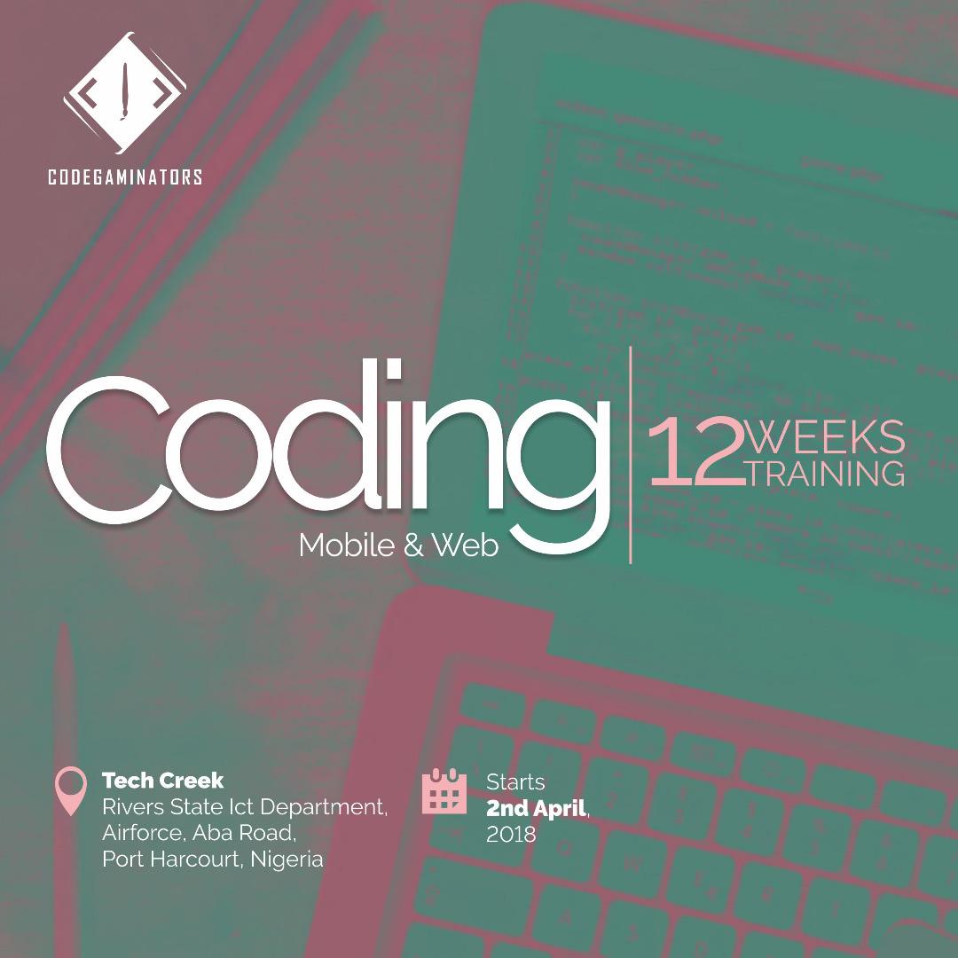 RsMinofYouthDev's tweet photo. May be this could be your 'lucky break'. Register for the Codegaminators Training Programme coming up in April. It's in Rivers state and this is FREE... 

Sign up:
https://t.co/z6Qz3eMA2P https://t.co/6UBcYlflpy