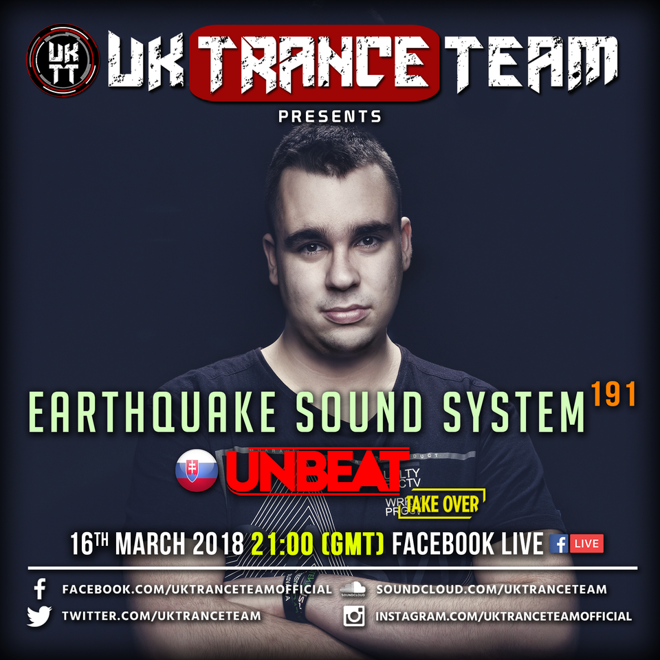 UkTranceTeam's tweet photo. #ESS191 @unbeatDJ TAKE OVER 16/3/18
@ 21:00 pm (GMT)
#FaceBookLiveStream #UKTranceTeam #GuestTakeOver #trancefamily 💥 https://t.co/lBRF8FCNw3