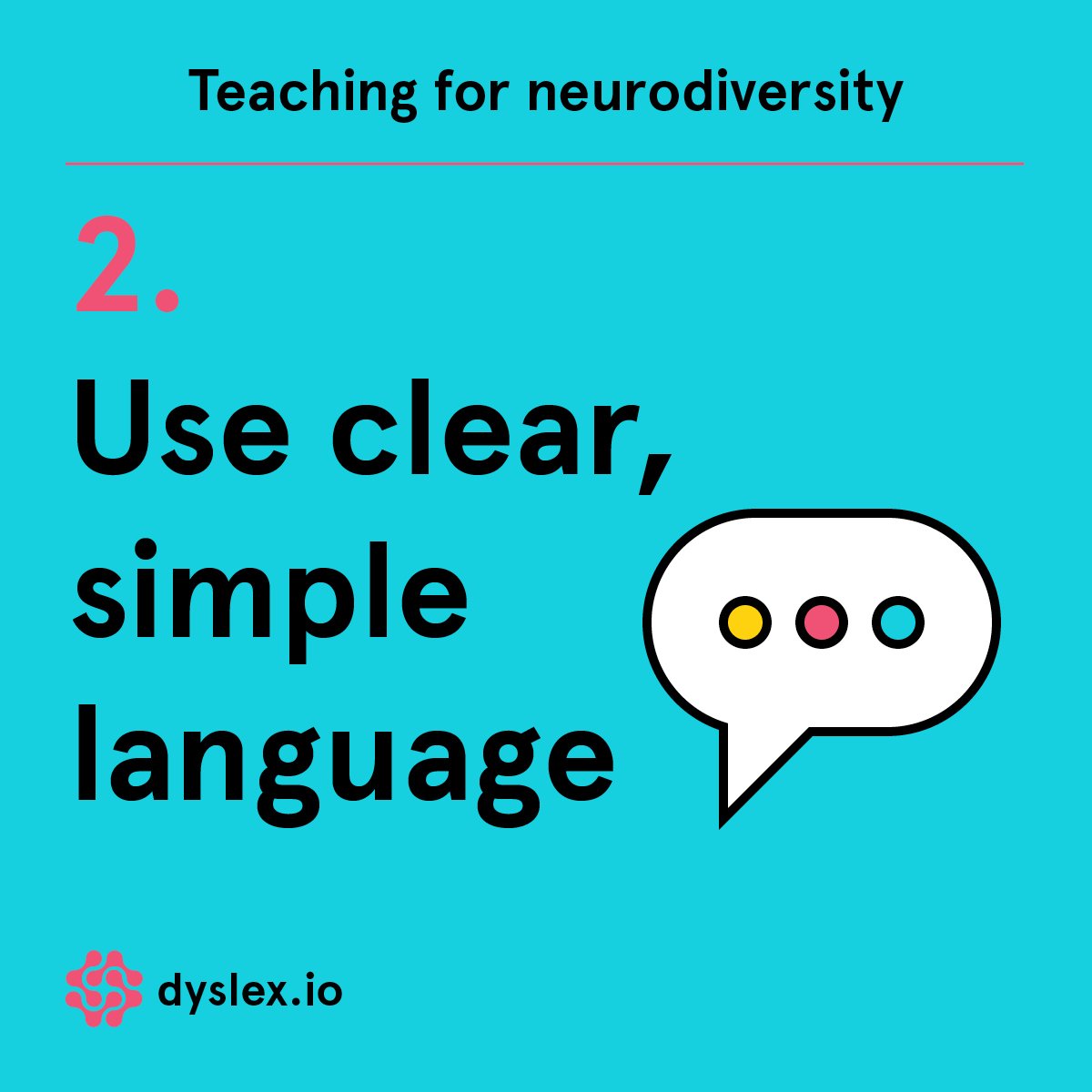 dyslex_io's tweet photo. Top tips for supporting neurodiversity 🙌 Please RT! 

For more, explore our Teaching for Neurodiversity: Train the Trainer package, and develop the core skills needed to understand neurodiversity and support the needs of all students: https://t.co/eacrbBlhYB https://t.co/hSSXFYDMyE