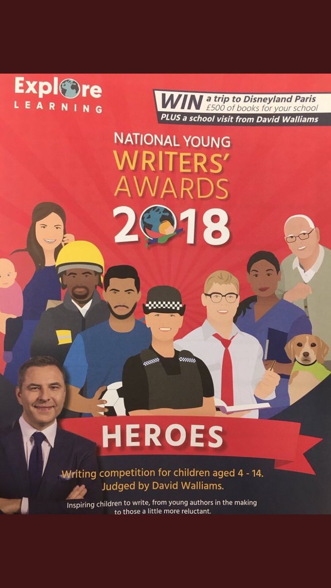 HGoring5's tweet photo. I loved visiting @EducatingCCC this morning to let Year 9 about the free National Young Writers’ Competition with @exploretutors! - not to mention the fantastic prizes and guest judge @davidwalliams YOU CAN STILL GET INVOLVED! #heroes #youngwriters https://t.co/XSg4UdQSq3