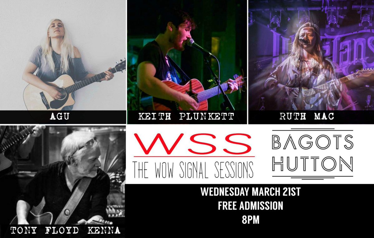 wowsigsessions's tweet photo. #Tonight @wowsigsessions from 8pm in @BagotsHutton 

😯 @jagnieshka 😯
😯 @KeithPlunkett1 😯
😯 #RuthMac 😯
😯 #TonyFloydKenna 😯
+ Special Guests

FB Event: https://t.co/ayGyyNnvAp

#IrishMusicParty #irishartist #irishmusic #Dublin #dublingigs #IrelandsBestUnsigned #cantwait https://t.co/W2aIe1Cjor