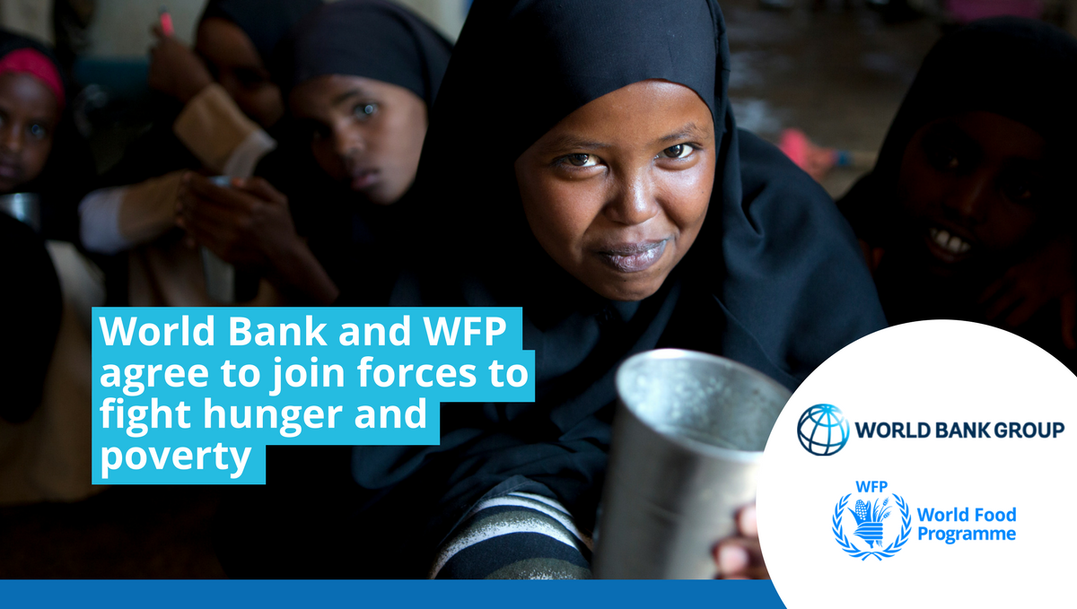 WFP's tweet photo. “Hunger is on the rise and millions of people are suffering. The world can’t afford to sit back and watch us work separately on these problems. Today marks the beginning of WFP and the @WorldBank working together to fight hunger and poverty.” - @WFPChief
📝https://t.co/2QzWgIRlzj https://t.co/q1PWnHAVPd