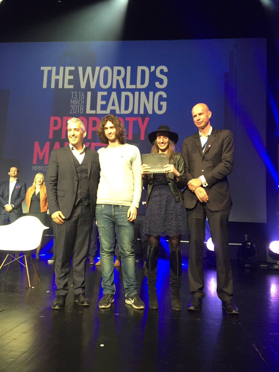 MIPIMWorld's tweet photo. And the winner of the 2018 #MIPIM Startup Competition is @DisruptiveTech_! CEO Erik Faervaag took the prize from @unioninvestment’s Jörn Stobbe &amp; @MetaPropNYC’s @aaronnblock. @workwell and PHYSEE @PowerWindowTeam took 2nd and 3rd respectively. Congrats to all! #MIPIMPropTech https://t.co/pDQvITmkuQ