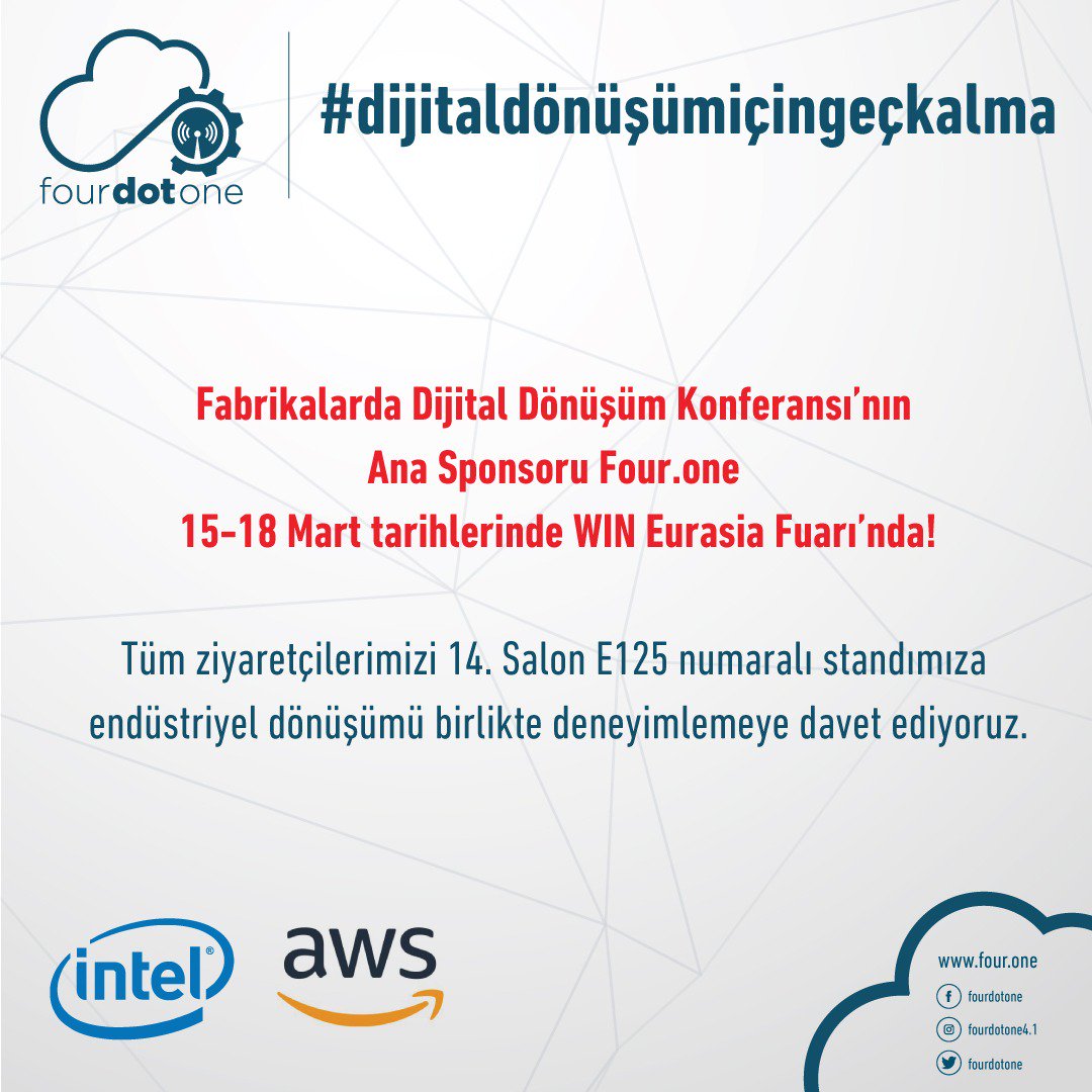 fourdotone's tweet photo. Hazırlıklarımız neredeyse tamam.Yarın Endüstri 4.0’ın kalbi #WINEURASIA2018 @Tuyap 'ta atacak
https://t.co/lNQgZnSa98
#DijitalDonusumIcinGecKalma #FourDotOne #WINEurasia #WINEurasia2018 #DigitalFactory #IIoT #Industry4.0 #Endustri4.0 #DigitalFestival #DigitalTransformation https://t.co/dGs50n83lx