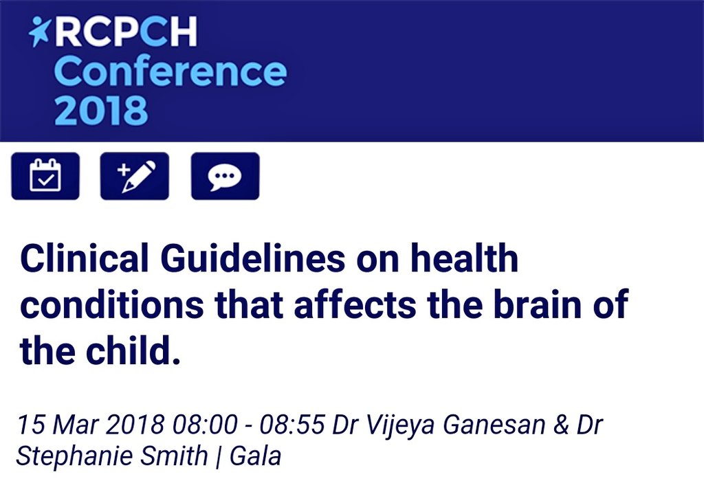 Interested in evidence-based #clinicalguidelines? Join @r0sita, Dr Stephanie Smith and Dr Vijeya Ganesan bright and early at tomorrow's #RCPCH18 to discover two important @RCPCHtweets guidelines - bit.ly/2Ir3Xcy