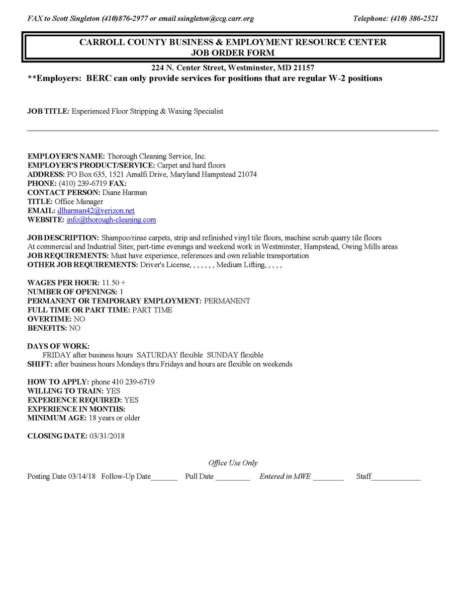 Berc On Twitter Hiring Thorough Cleaning Services Seeking