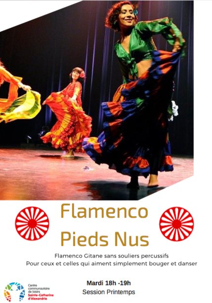 AinesCclsca's tweet photo. Nous vous invitons à notre nouvelle activité le ‘’Flamenco pied nu’’!
Venez en grand nombre le mardi 10 avril. 
La première séance sera gratuite!🙆 https://t.co/sappk2GOay