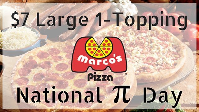ScoreLittleRock's tweet photo. In honor of National Pi Day we are offering all of our amazing customers a Large 1-Topping Pizza for just $7!! You can also add a cheezybread to any pizza order for just $3.14! 🍕 **This special cannot be combined with any other offer, coupon or discounts. Tax and delivery fe… https://t.co/RjSfPQdJC1