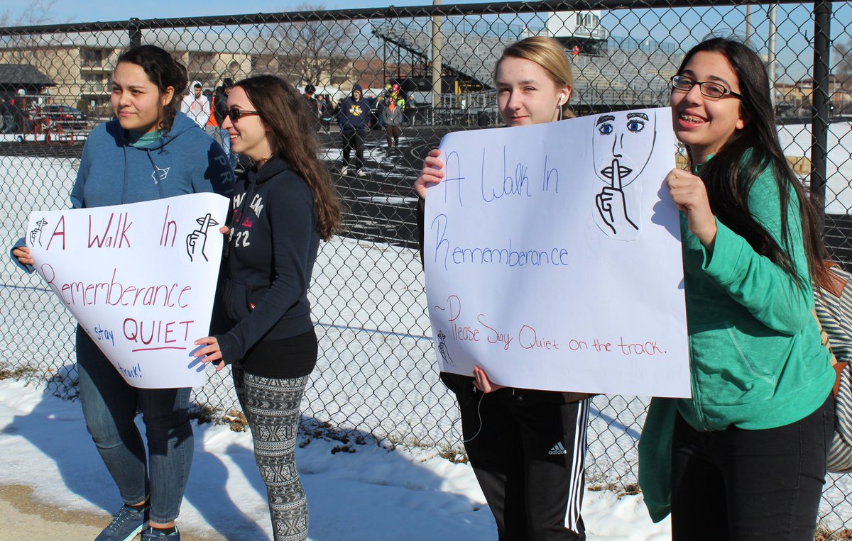 BulldogsHLR's tweet photo. Richards remembers: Students asked their peers to stand in silence as we remember the victims who lost their lives one month ago at Marjory Stoneman Douglas High School. https://t.co/jzlFbl2BOg