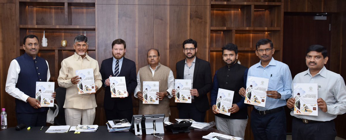 Hon'ble CM-AP <a href="/ncbn/">N Chandrababu Naidu</a> released Andhra Pradesh Multidimensional Poverty Index Report 2017 in the presence of hon'ble Finance Minister. Happy to have led such an exciting project! Also present were Sanjay Gupta (Secretary, Planning) and Dr Chris Oldiges (Research Officer, OPHI).