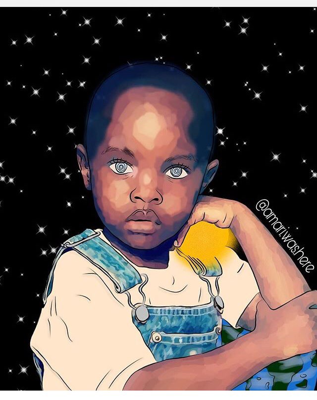 EvolutionwChar's tweet photo. My 16 year old daughter’s latest creation! #art #artists #creative #design #artwork #BlackGirlsRock #talent #illustrations #Illustrator #artistadelfestivalCNCO #artgallery #Teenager #blackwithblueeyes https://t.co/XipLYShYzx