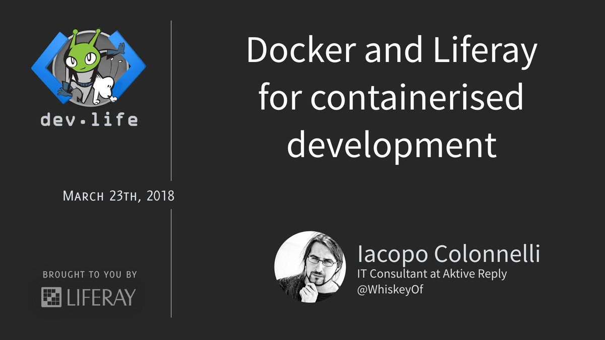 liferayeng's tweet photo. The next #LiferayDevLife online session is "#Docker and #Liferay for containerised development"

Join us live and see @WhiskeyOf demonstrating how to develop with containers without sacrificing functionalities like debug, gogo shell or gulp watch.

https://t.co/lLNYBiXjt0 https://t.co/SB6DVUlufg