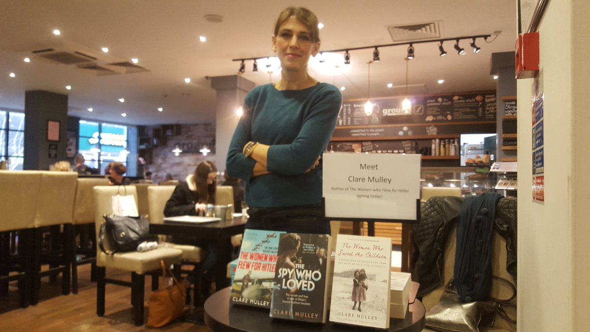 @claremulley in @groundespresso signing copies of #TheWomenWhoFlewForHitler now!