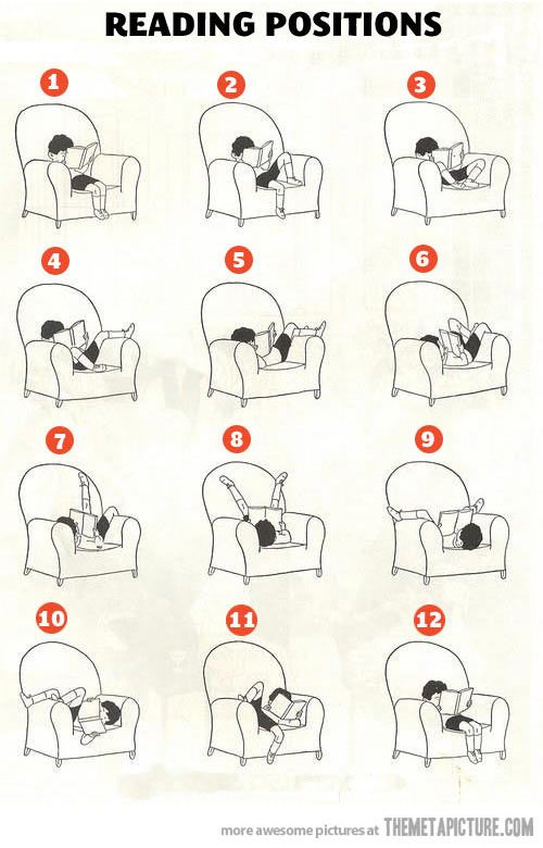 goodreads's tweet image. It's a struggle to find the perfect reading position. bit.ly/2FRxAoJ