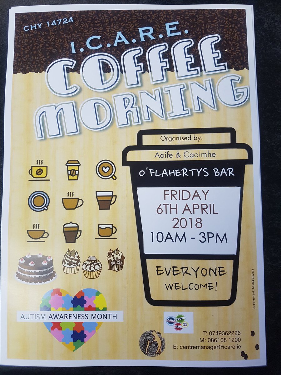 Coffee Morning for Autism in O'Flahertys bar, Buncrana 6th of April ☕🍰 #AutismAwareness #CoffeeMorning