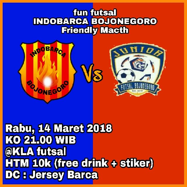 fansbarcaid_'s tweet photo. Ralat !!

Tempat Fun futsal hari ini di KLA futsal.
#indobarca #indobarcabojonegoro https://t.co/RBueUGaV3J