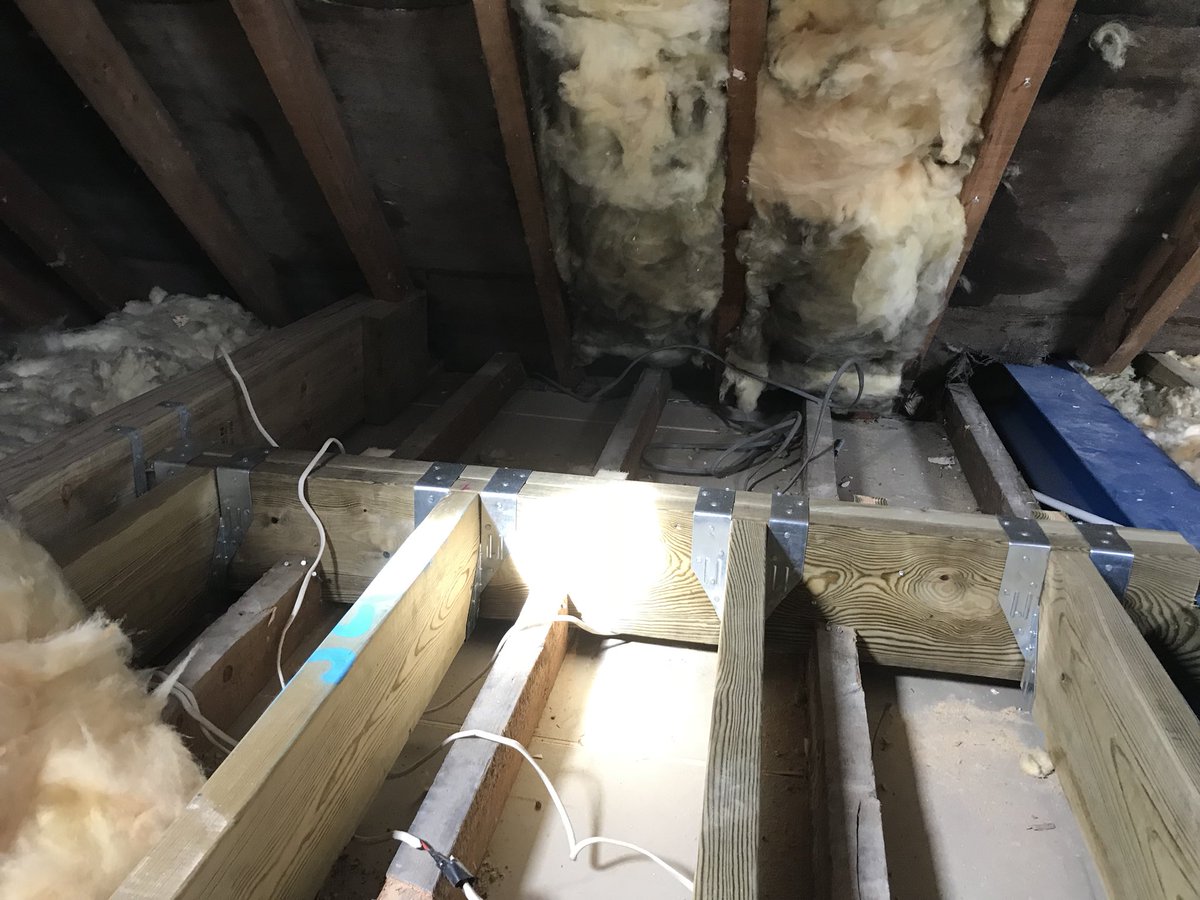 Dgbuilding's tweet photo. Steels, timber beams and floor joists going in on our most recent roof conversion. #carpenter #timber #lofty #perfection #Building https://t.co/jx3CU0rC03