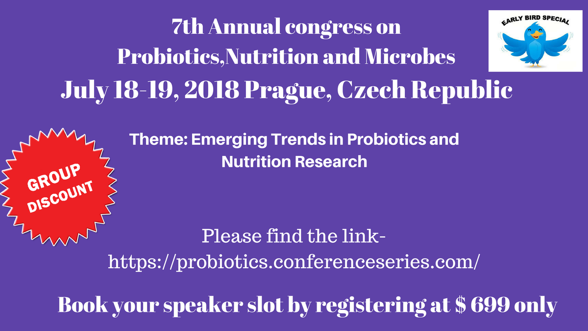 SusanRedfern7's tweet photo. #Probiotics, Nutrition, &amp; Microbes 2018 #ScientificSessions/
#Tracks 04: Functional Food
Submit your abstract at -https://t.co/pXFCepG4aW … …… … … To know more about Probiotics 2018 Visit: https://t.co/yAp41kITOS https://t.co/XRgHFP7ECd