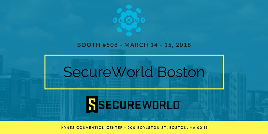 NexumInc's tweet photo. Nexum is a #Bronze Sponsor at @SecureWorldExpo in Boston today! Come visit us at Booth #508 #SecureWorldBoston #SecureWorld https://t.co/R6NYrIdaDO