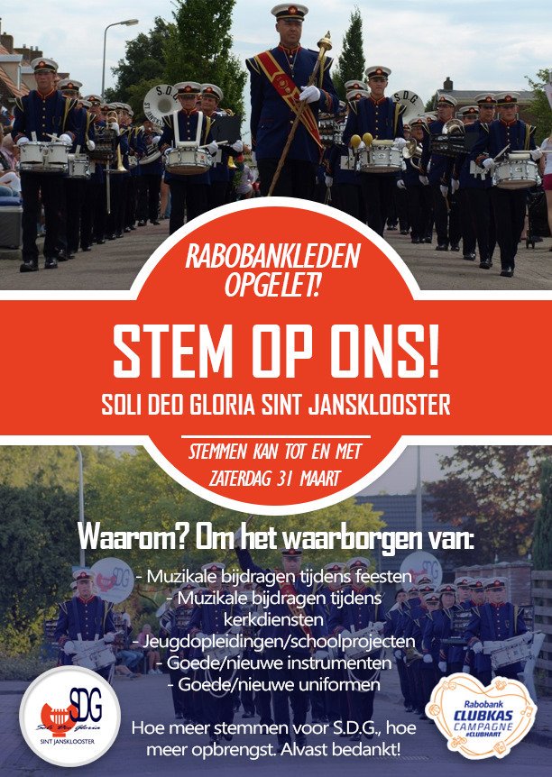 Lid van de Rabobank? Stem dan tijdens uw betalingsacties meteen even op ons. Elke stem telt!