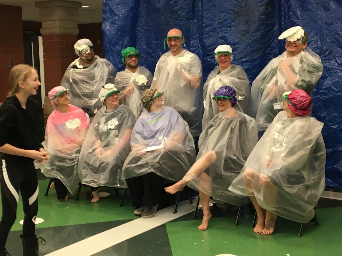 Woodland50News's tweet photo. Good-natured teachers @WMS_50 volunteered to have "pies" thrown in their faces this morning by students to mark international Pi Day, an annual celebration of math. Students who memorized the most digits of Pi, or 3.14, were allowed to throw. https://t.co/COfCYnEnkc