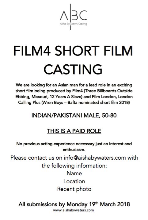 #Opencall for #Indian & #Pakistani male actors. Short film for #Film4 #LondonCalling #FilmLondon #actor #opportunity #shortfilm #London #casting #paid