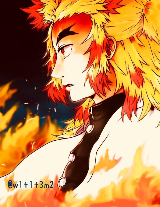 綿ツ実さんがTwitterに投稿した煉獄杏寿郎(鬼滅の刃)のイラスト。