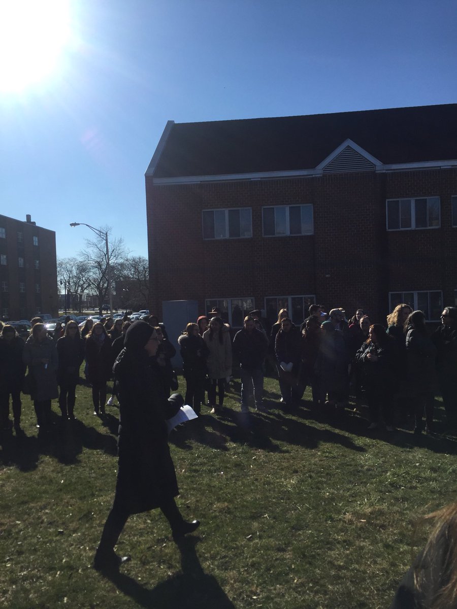 TheBlueGoldWU's tweet photo. Walk-out to end gun violence happening now outside of Bruce Hall https://t.co/0rJBoOX4OA