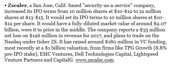 poller's tweet image. #SecurityAsAService demonstrates raising #cybersecurity #money at scale with @zscaler increasing #IPO terms to 12M shares at $13-15
