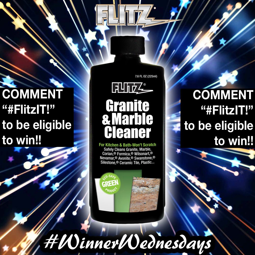 flitzpolish's tweet photo. Who wants a FREE 7.6oz Granite &amp; Marble Cleaner? Comment "#FlitzIt!" on this post for your chance to win! Winner will be selected 24 hours from now! (You must 'Like'/'Follow' Flitz Polishing &amp; Buffing Products page to be eligible) Good LUCK! #WinnerWednesdays https://t.co/Xf4jeiiejK