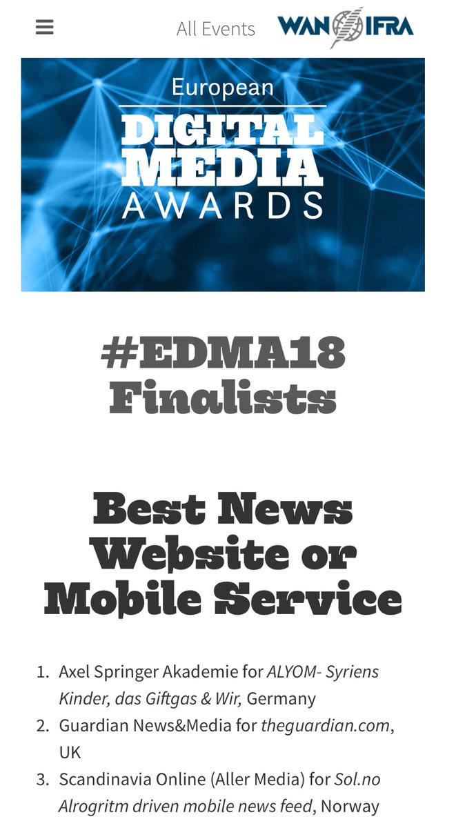 FloGehm's tweet photo. Was für eine Ehre: Unser @AlyomPodcast steht im Finale der #EDMA2018, dem Preis des Weltzeitungsverbandes @NewspaperWorld – zusammen mit @guardian und @soldotno – in der Kategorie „Best News Website“. Die Gewinner werden am 10. April bekannt gegeben! ✌🏻 #DaumenDrücken #Alyom https://t.co/Lza3MFLLIG